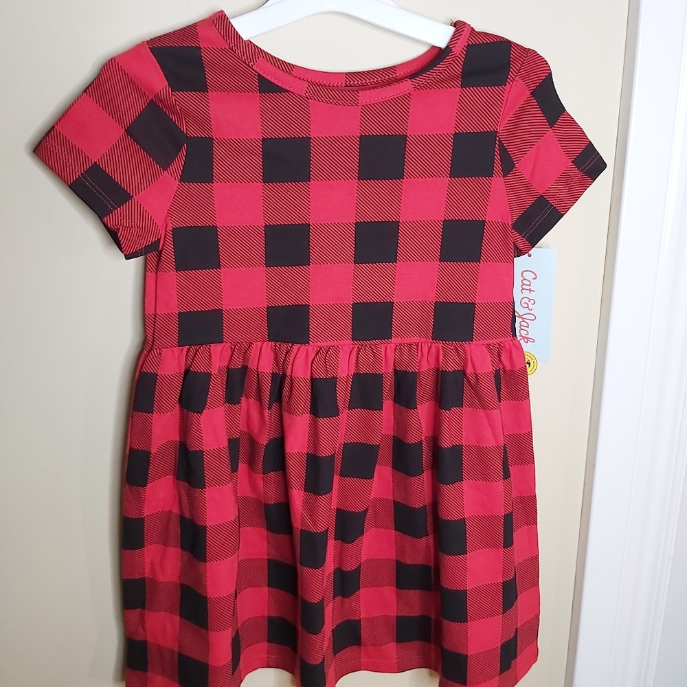 Cute little (plaid) red and black dress,  Size 4T, Cat and Jack